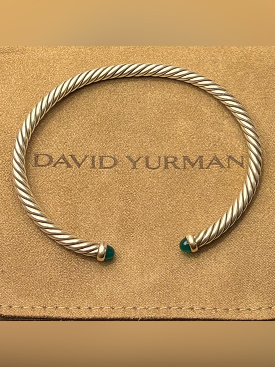 David Yurman Jewelry - David Yurman Cable Flex Bracelet Sterling Silver 14K Gold Green Onyx Size L